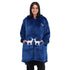 Snuggs Blanket Hoodie Dark Blue Christmas Deer Pocket